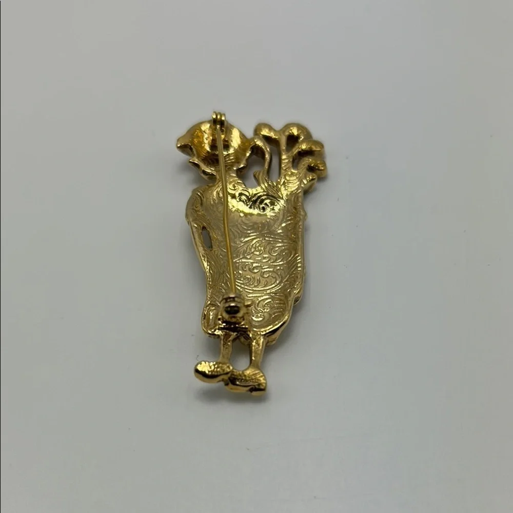 Vintage Lady golfer Gold Rhinestone Pin Brooch Women's Golf Jewelry Elegant